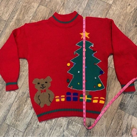 Vintage share the joy women’s Christmas sweater with Christmas tree teddy bear - Picture 5 of 5